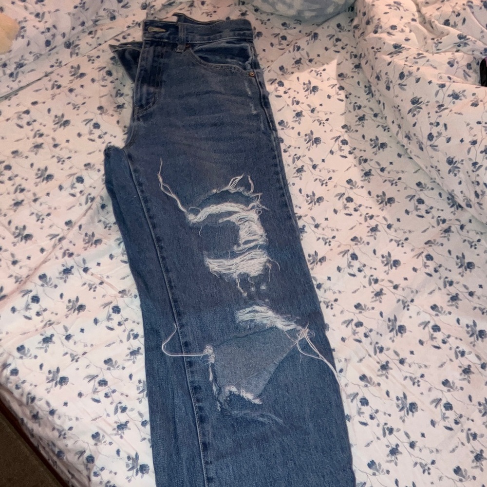 Distressed Blue Jeans